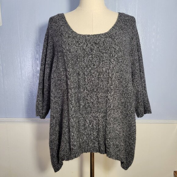 Maurices Size 1 Heathered Gray Scoop Neck Quarter Sleeve Medium Weight Sweater - Picture 1 of 10